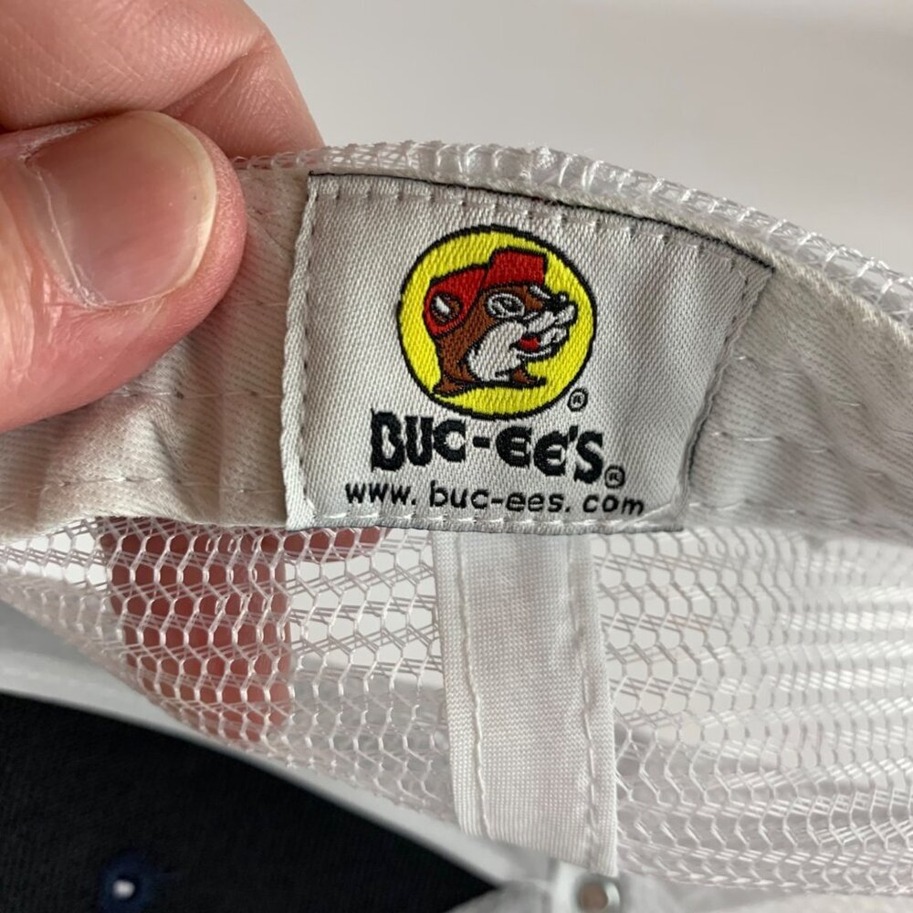 Buc-ees Texas Red Navy Blue White Snapback Trucker Hat - Picture 5 of 5